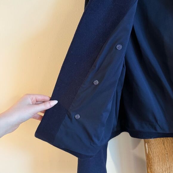NWT L'AGENCE True Collarless Wool Blend Jacket - Midnight Navy Blue, Size 10 - Picture 8 of 12